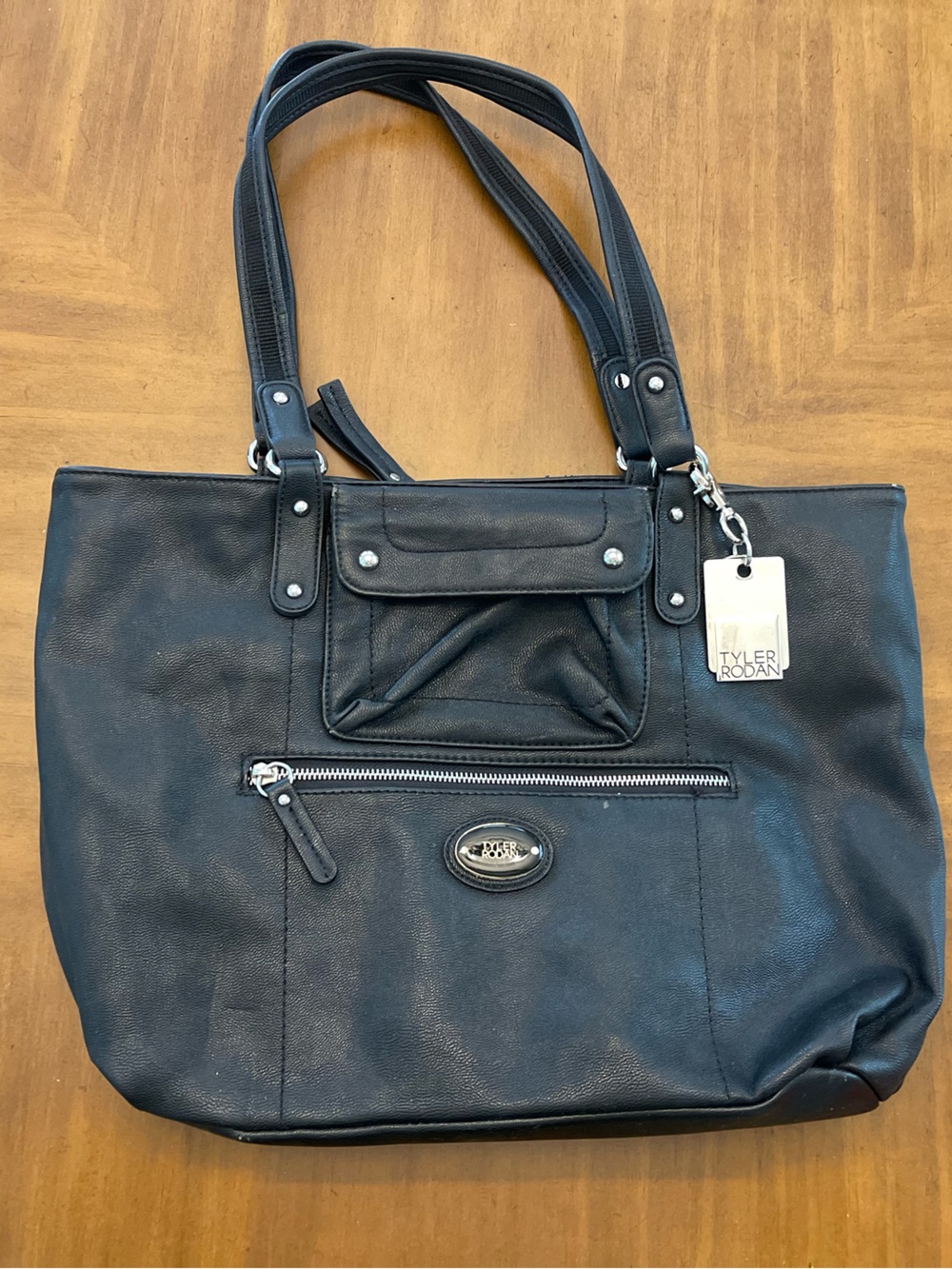 Tyler Rodan Black Laptop Tote /Purse with Front Zip Pocket
